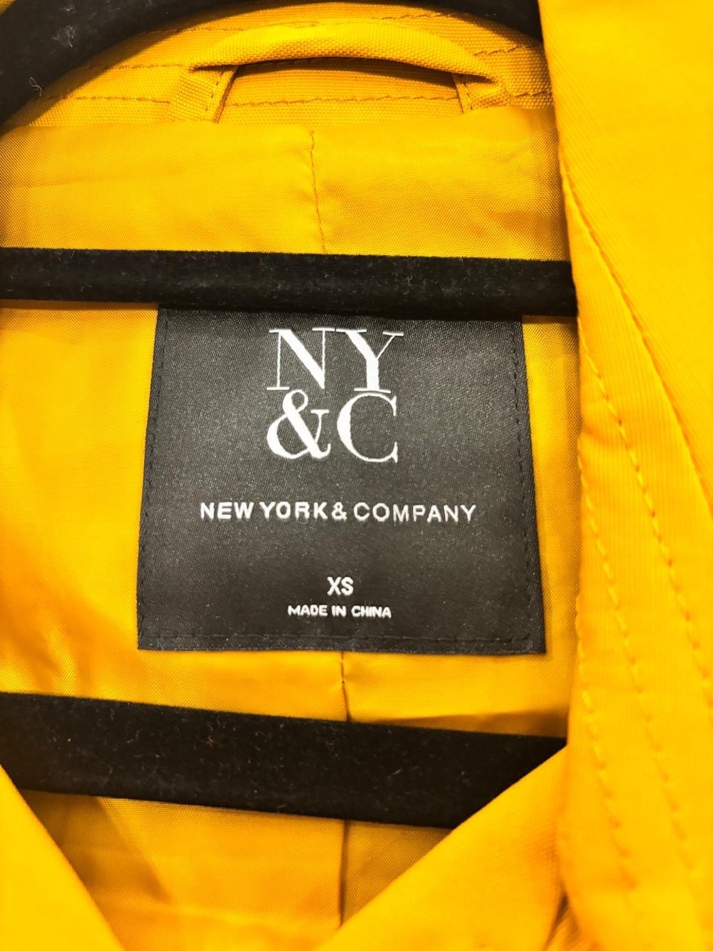 New York & Company Mustard Yellow Trench Coat Belted Size XS #A42 - Picture 3 of 4
